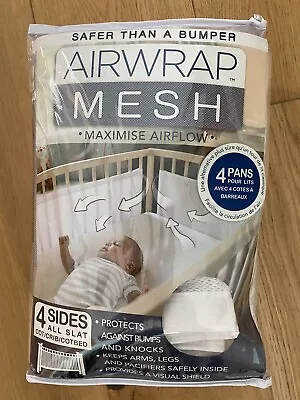 Airwrap Mesh 4 Sides All Slat Cot/Crib/Cotbed Safer Than A Bumper Breathable • £19.99