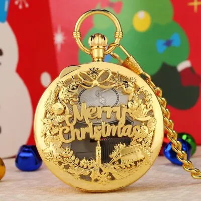 2022 Merry Christmas Musical Pocket Watch Antique Music Display Pendant Gifts • $15.15