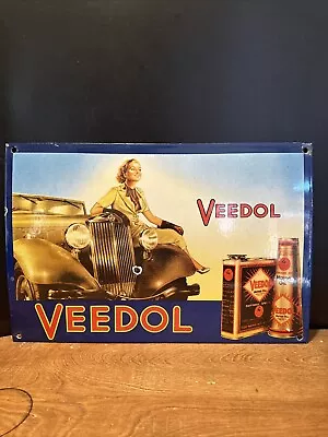 Vintage Style ''veedol Motor Oil'' 16.5x11 Inch Porcelain Gas & Oil Sign • $129
