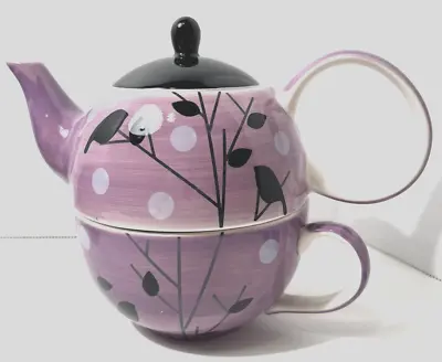 Cha Cult  Tea Pot And Cup Thailand. Plum With Birds And Leaves. New • £11.58