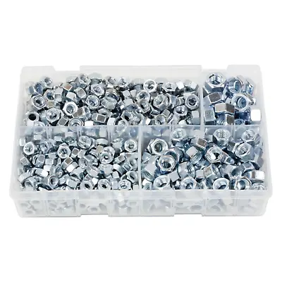 525Pcs Assorted Box Of Steel Nuts UNC (1/4 - 7/16) BZP Hexagon Nut Fits Bolts • £22.99