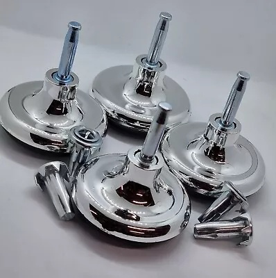 8 Chrome Feet Glides Castors & Insert For Divan Bed Base Sofa Settee Chair • £6.95