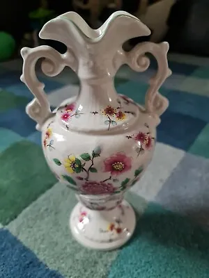 £6.90 • Buy Vintage Old Foley James Kent Double Handle Vase Staffordshire Flowers Pattern