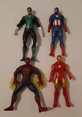 Action Figure Bundle Iron Man Captain  Spiderman Green Lant Marvel  DC Figures  • £15.97