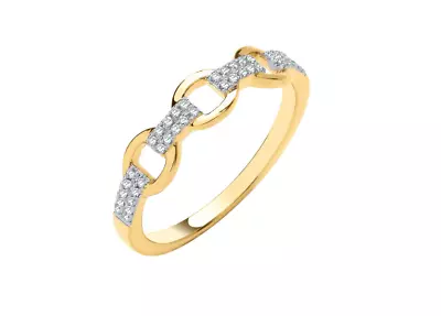 Horse Bit 9ct Gold Ring Size N 0.10ct Diamond 9ct Gold Band Snaffle Style • £196.99