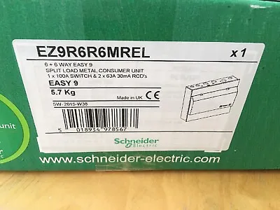 Schneider EZ9R6R6MREL 6 + 6 Way Easy 9 Split Load Metal Consumer Unit NEW • £79.99