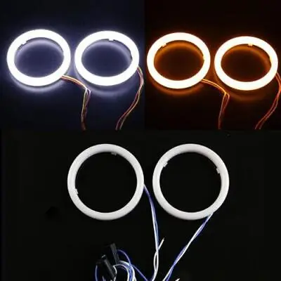 2pcs 90MM COB LED Angel Eyes Ring Light Drive W/ Turn Signal White Amber Halo • $26.99