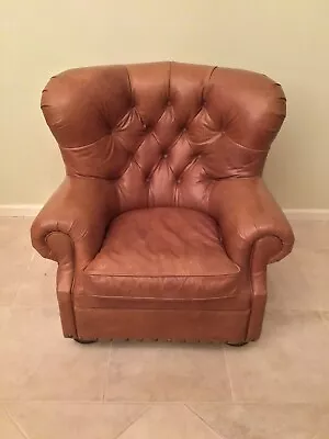 Restoration Hardware Churchill Classic Down Feather Nailhead Leather Chair • $2195