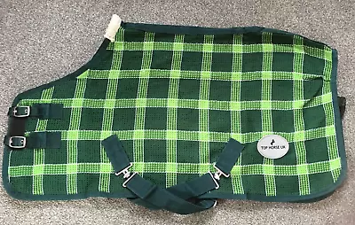 NEW  GREEN CHECK WAFFLE RUG/COOLER 4'9  TO 7'3  By Top Horse Uk • £27.50