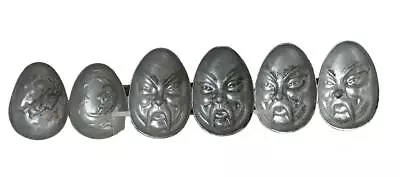 ANTIQUE CHOCOLATE MOLD 9.5” Asian FU Manchu Man Moon Rabbit SIX Egg EGGS • $29.95