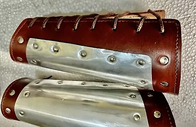 Medieval Leather Roman Gauntlet With Metal Plate • $57