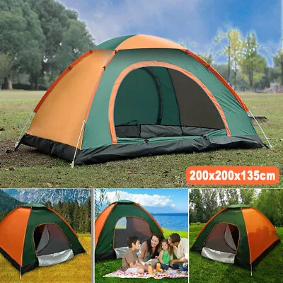 3-4 Man Pop Up Camping Tent Automatic Festival Shelter Outdoor Hiking Beach Tent • $32.29