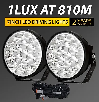 Pair Slim 7 Inch LED Driving Lights Round Off Road Spot Beam Work Black UTV 4x4 • $86.98