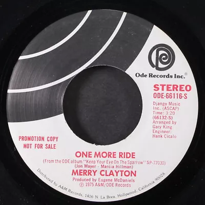 MERRY CLAYTON: One More Ride / Mono ODE 7  Single 45 RPM • $6