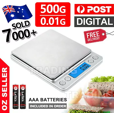Kitchen Scales 0.01-500g Food Digital LCD Electronic Balance Weight Postal Scale • $12.95