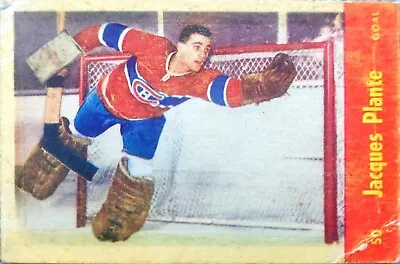 1955-56 Parkhurst Nhl Hockey Card Jacques Plante Rookie Card Montreal Canadiens • $1108.44