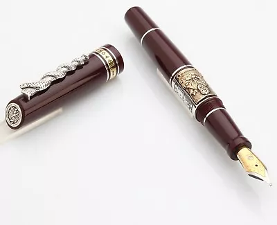 Marlen Ippocrate (Hippocrates) Fountain Pen Silver Rod Of Asclepius #Burgundy • $349