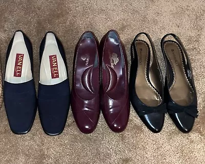 VTG Lot Of 3 Sz 6.5 Shoes Naturalizer VAN ELi Stretch Leather Heels Retail $70 • $23.78