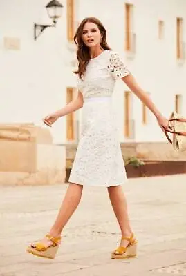 Sosandar White Embroidered Lace Dress Size 14 New With Tags • $21.76
