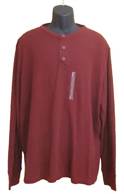TIMBERLAND Shirt Big Mens 2XL Pullover Henley Button Brick Red Thermal NEW • $9.99