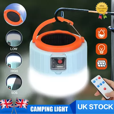 Solar LED Lantern Torch Lamp Camping Tent Light USB Rechargeable Outdoor Hiking • £6.98