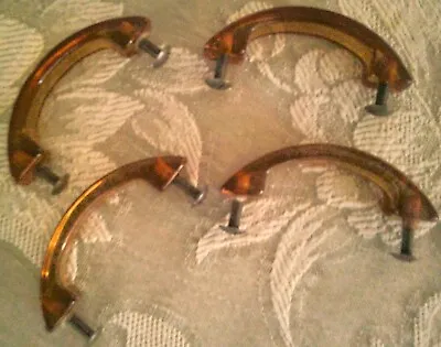 4 Vintage 3  Amber Glass Cabinet Door Pulls • $9.99