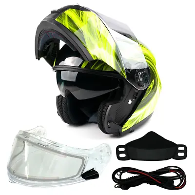 Yellow Modular Snowmobile Helmet Electric Shield Adult Sledding Snow Machine DOT • $135