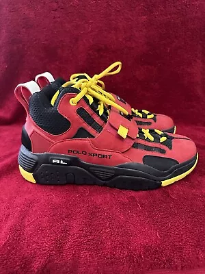 Ralph Lauren Polo Sport PS100 Mens High Top Shoes Red Black Yellow Size 13 • $50