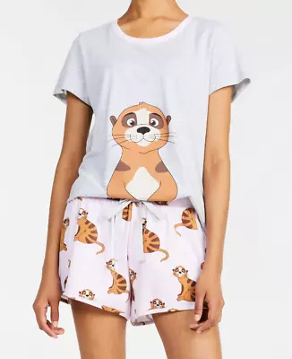 New Peter Alexander Womens Adorable Meerkat Pj Set Top + Shorts Xs Rrp$99.90 • $65