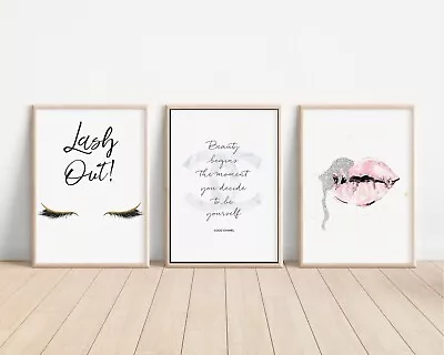 £9.99 • Buy Fashion Glam Wall Art Set Of 3 Beauty Salon Posters Lips Art Poster Prints