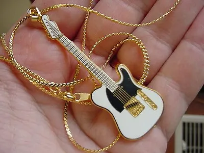 (M-223-B) Pick From 3 Colors FENDER TELECASTER Electric Guitar Pendant  NECKLACE • $32.99