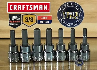 SURPLUS STOCK 7 Craftsman SAE Metric Hex Bit Allen Key Socket Set 3/8  Drive • $16.99