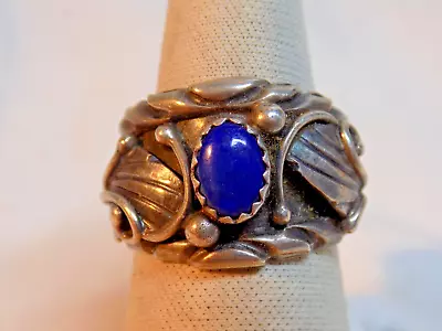 Sterling Silver Native Navajo Lapis Ring Vintage Native Signed  Tt  5.5 See Pics • $35