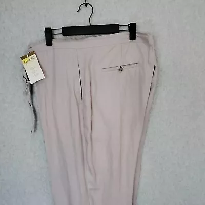 Bahia Sol 100% Linen Pants Gray Size 40 Unhemmed Length Flat Front Volos • $15.98