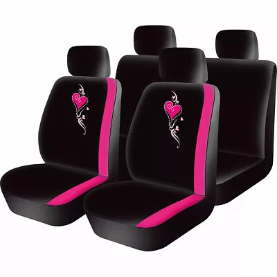 8pc Universal Car Love Knots Heart Pink Seat Covers Washable Set Girl Gift Girly • $27.16