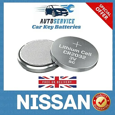 Car Key Fob Battery For Nissan Remote Qashqai Juke Leaf Mirca  Navarna 2x CR2032 • £2.99
