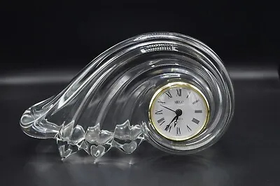 Mikasa Clearwater Wave Clock Germany Lead Crystal Mantle Desk Quartz New Battery • $20