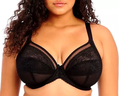 NEW ELOMI 'Kendra' Underwire Pliunge Bra Size 36 L/ UK 36HH Black #EL301602 • $28.99