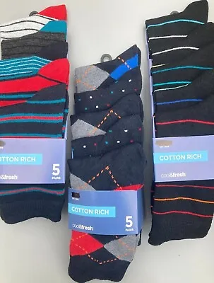 M & S MARKS AND SPENCER Men's Cotton Rich Socks 5 PAIRS • £8.99