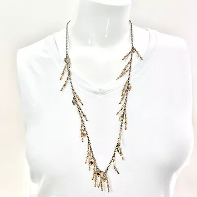 Multicolor Beaded Fringe Chain Necklace The Vintage Strand Lot #4193 • $8.49