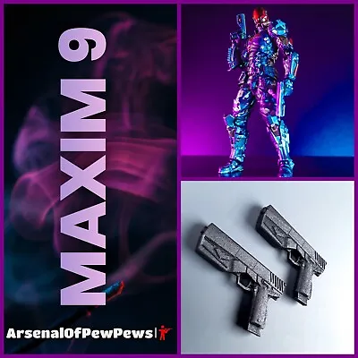 Maxim 9 (Set Of X2 BLACK) 1:12 Scale - 3D Printed Action Figure Guns • $12