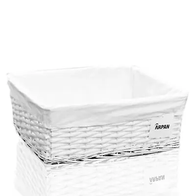 £12.49 • Buy White Wicker Gift Hamper Storage Basket With White Cloth Lining 100% Recycalable