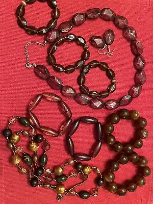 Vtg Lot Amber Colored Beaded Necklaces Earrings & Bracelets. If You Love Amber • $25