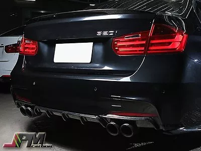 12-15 F30 M-Tech Quad 4 Exhaust Tip P Style Carbon Fiber Rear Lip Diffuser CF • $399.98