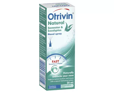 Otrivin Natural Seawater & Eucalyptus Nasal Spray 20Ml • $10.95