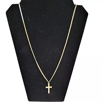 Vintage Estate Cross Necklace Crucifix Gold Tone 24  • $12.99