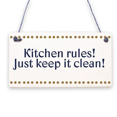 £3.95 • Buy Funny Kitchen House Rules Home Decorative Hanging Plaque Gift Sign Wall Sign
