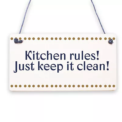 £3.95 • Buy Funny Kitchen House Rules Home Decorative Hanging Plaque Gift Sign Wall Sign
