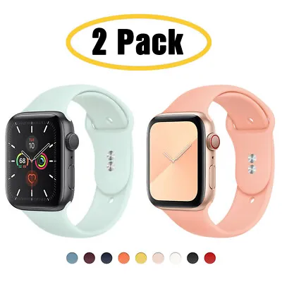 $9.99 • Buy 2-PACK Silicone Sport Band IWatch Strap Fits Apple Watch Series 6 5 4 3 2 1SE