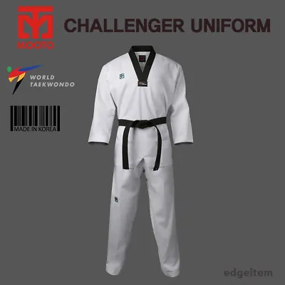 MOOTO Challenger Uniform With Black V-Neck WT (World Taekwondo) TKD Dobok • $64